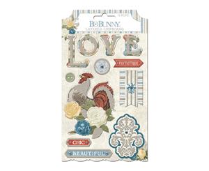 BoBunny - Boulevard Collection - Layered Chipboard Stickers with Glitter Accents