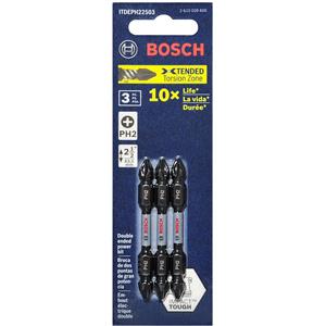 Bosch PH2 x 65mm Phillips Double-Ended Power Screwdriver Bit - IMPACT TOUGH - 3 Piece