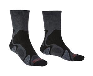 Bridgedale Mens Hike Lightweight T2 Merino Walking Socks - Gunmetal / Black