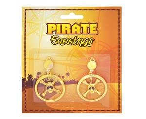 Bristol Novelty Unisex Clip On Skull And Crossbones Pirate Earrings (Gold) - BN2233