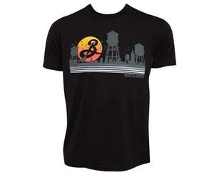 Brooklyn Brewery Sunset Water Towers Men's Black TShirt-XX-Large