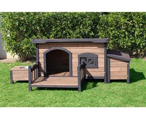 Brunswick Flat Roof Dog House (large) Package with Patio Storage Unit and Bowl