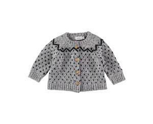 Buho Cookie Jacquard Knit Wool-Blend Cardigan