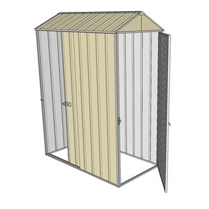 Build-a-Shed 0.8 x 1.5 x 2.3m Gable Singled Hinged Door Shed with Single Sliding Side Door - Cream