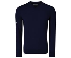 Callaway Mens Ribbed V Neck Merino Sweater (Peacoat Navy) - RW6253