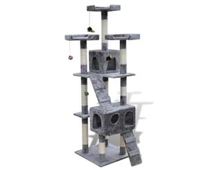 Cat Tree 170 cm 2 Condos Grey Pet Scratching Post Pole Kitten Playhouse