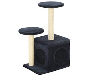 Cat Tree with Sisal Scratching Posts Dark Blue Scratcher Tower Platform