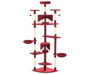 Cat Tree with Sisal Scratching Posts Red and White Scratcher Tower