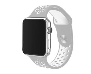 Catzon Sport Soft Silicone Apple Watch Strap iWatch Band Bracelet Replacement Band For iWatch Series 1 2 3 4 - Gray White