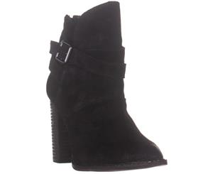 Chinese Laundry Zip It Block Heel Ankle Booties Black Suede