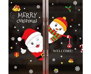 Christmas Santa Snowman Eco-friendly Glass Wall Decoration (Size 60cm x 45cm)