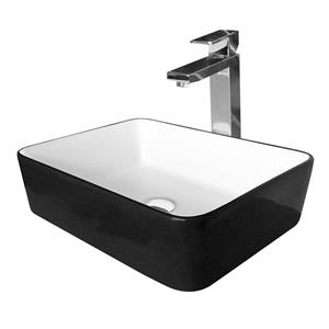 Cibo Design Black / White Rectangular Vivid Counter Top Basin