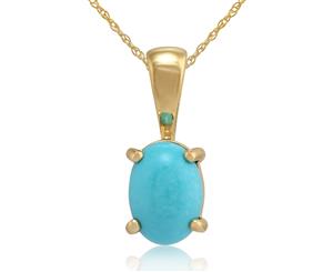 Classic Oval Turquoise Pendant in 9ct Yellow Gold