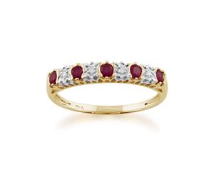 Classic Ruby & Diamond Half Eternity Ring in 9ct Yellow Gold