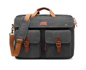 CoolBELL 17.3 Inch Convertible Messenger Bag Backpack-Canvas Grey