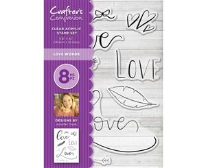 Crafters Companion - Clear Acrylic Stamp Set Love Words