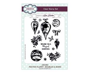 Creative Expressions Lisa Horton - Festive Flurry Baubles & Bows A5 Clear Stamp Set