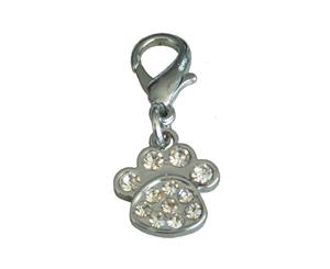 Crystal Paw Collar Charm - Silver