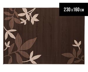 Cumberland 230x160cm Modern Spring Leaf Rug - Choc/Beige/Brown