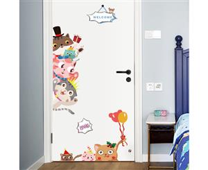 Cute Cats Door Decals Wall Sticker (Size 100cm x 80cm)