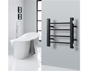 DEVANTI Heated Towel Rail Black Electric Rails Dryer Warmer 4 Racks Bars