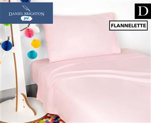 Daniel Brighton Junior Flannelette Double Bed Sheet Set - Pink