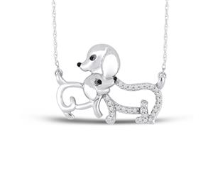 De Couer Sterling Silver Diamond Mom & Child Necklace (1/20CT TDW H-I Color I2 Clarity)