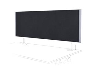 Desk Mounted Privacy Screen Silver Frame - 1600mm - ash fabric silver frame double desk based screen