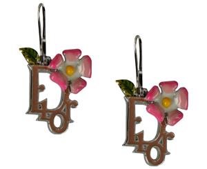 Dior Floral Dangles - Pink/Brown