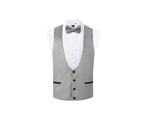 Dobell Mens Silver Velvet Tuxedo Vest Regular Fit