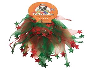 Dog Christmas X-Small Party Collar Red & Green Stars Holiday - Extra Small (20cm)