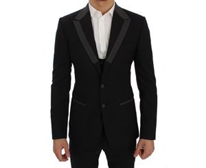 Dolce & Gabbana Black Wool Stretch Slim Blazer Jacket