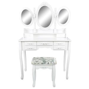 Dressing Table 7 Drawers 3 Mirrors - JULIA WHITE