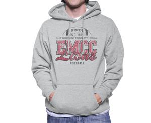 East Mississippi Community College Dark Distressed Lions Men's Hooded Sweatshirt - Heather Grey