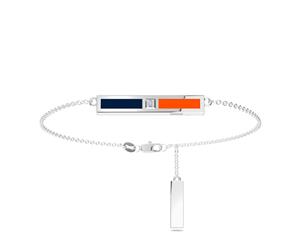 Edmonton Oilers Diamond Link Bracelet For Women In Sterling Silver Design by BIXLER - Sterling Silver