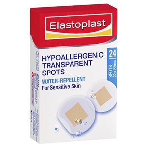 Elastoplast 76334 Sensitive Transparent Hypoallergenic Spot 24 Strips