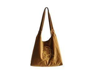 Embroidery Girl Shopping Bag/Shoulder Bag - Orange