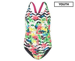 Escargot Girls' Tropical One Piece Swimsuit - Black/Multi