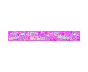 Expression Factory Childrens/Kids Happy 5Th Birthday Holographic Foil Banner (Pink) - SG9787