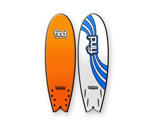 FIND 5ཆ'' TuffPro Soft Surfboard Quadfish ORANGE EVA RAILS - 4 FCS Style Fin - Orange