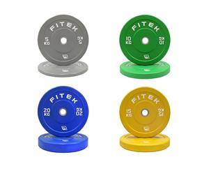 FITEK 100KG Virgin Rubber Olympic Colour Bumper Plates V3 Package