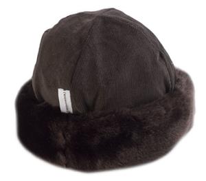 Faux Fur Kids Hat Cotton Lined - Dark Brown