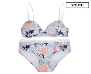 Freegun Girls' Miss Freegun Boxer Set - Grey Flower