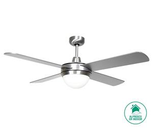 Futura Eco 122cm Fan and Light in Brushed Aluminium with Silver Blades