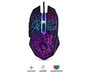 Gecko Gaming Mouse 6D Wired Optical Switching DPI Black w/ Changing LED Lights