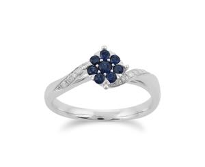 Gemondo 9ct White Gold 0.27ct Sapphire & Diamond Floral Ring