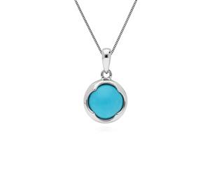 Geometric Sugarloaf Turquoise Circular Prism Pendant in 925 Sterling Silver