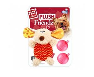 Gigwi Plush Dog Squeaker Grey Red