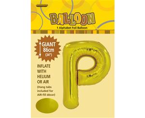 Gold P Alphabet Foil Balloon 86cm