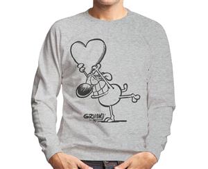 Grimmy Love Heart Men's Sweatshirt - Heather Grey